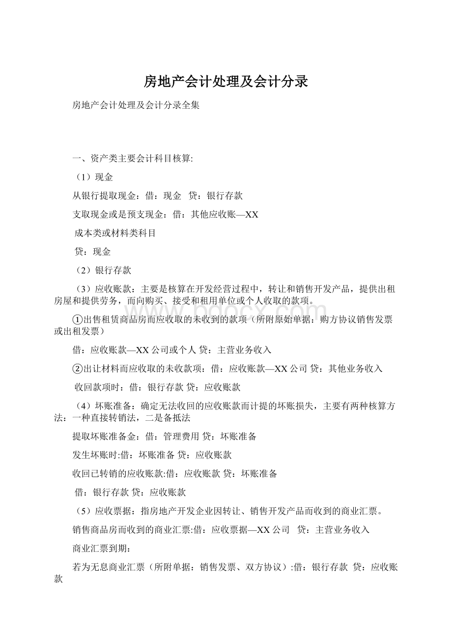 房地产会计处理及会计分录.docx_第1页