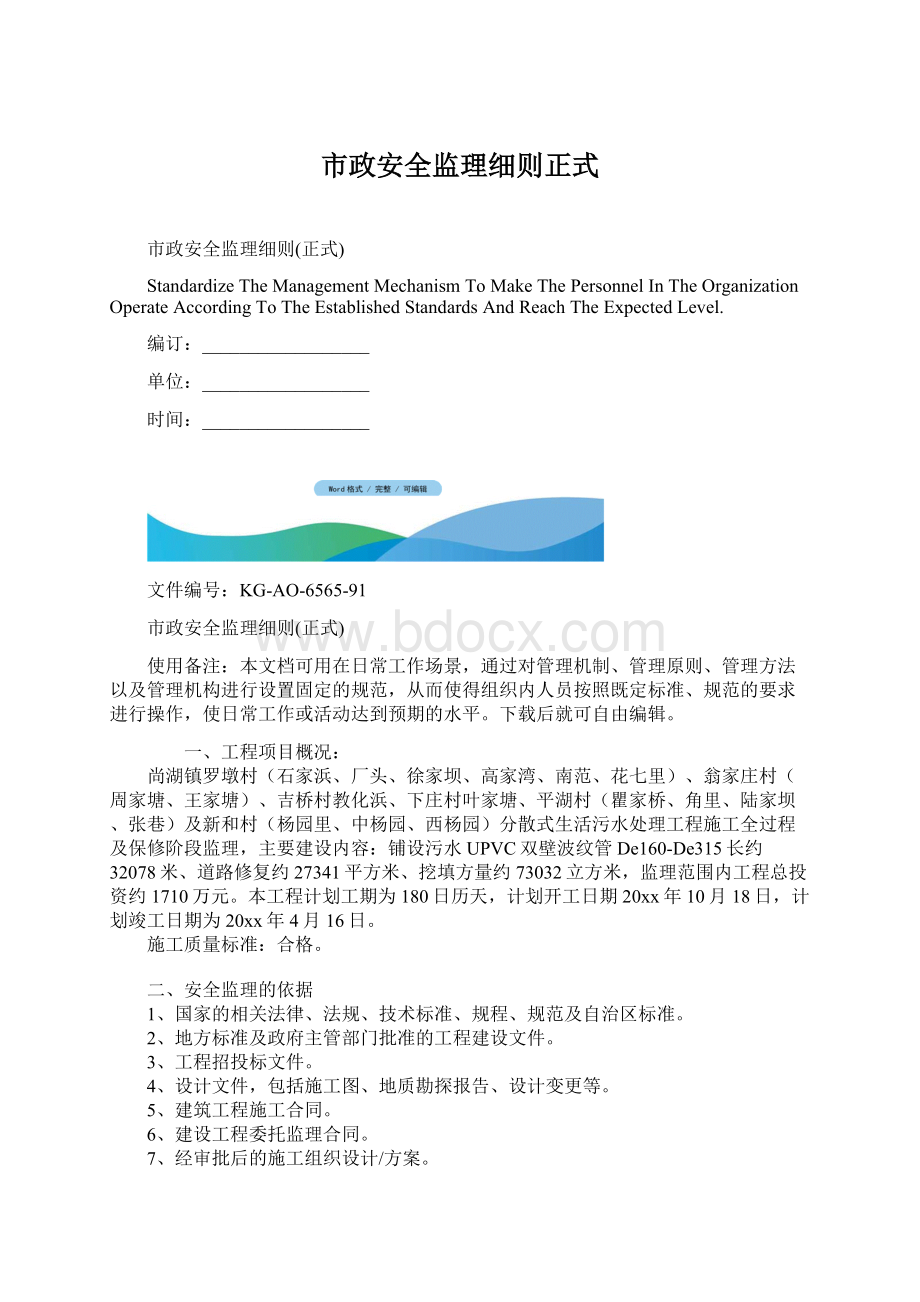 市政安全监理细则正式文档格式.docx