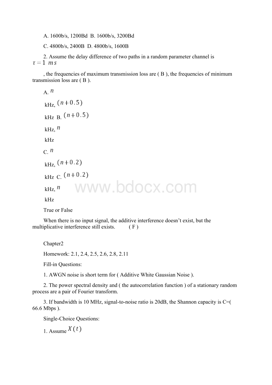 同济大学通信系统原理英文班练习题附答案Word格式文档下载.docx_第2页