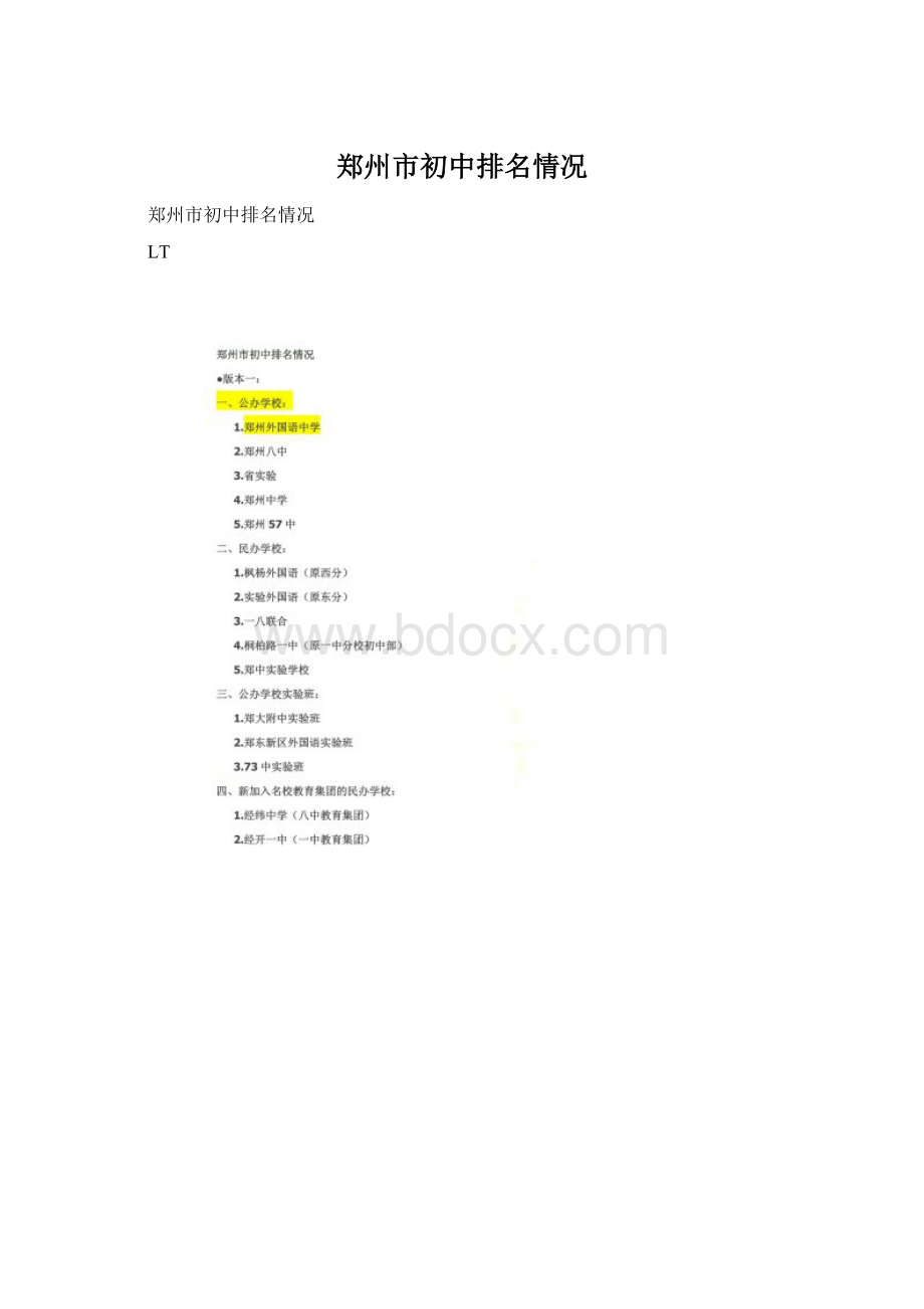 郑州市初中排名情况.docx