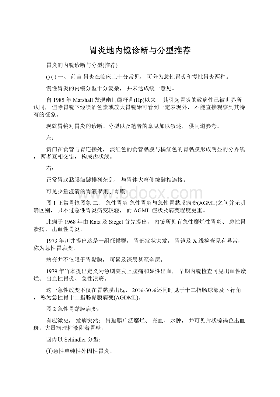 胃炎地内镜诊断与分型推荐Word格式文档下载.docx