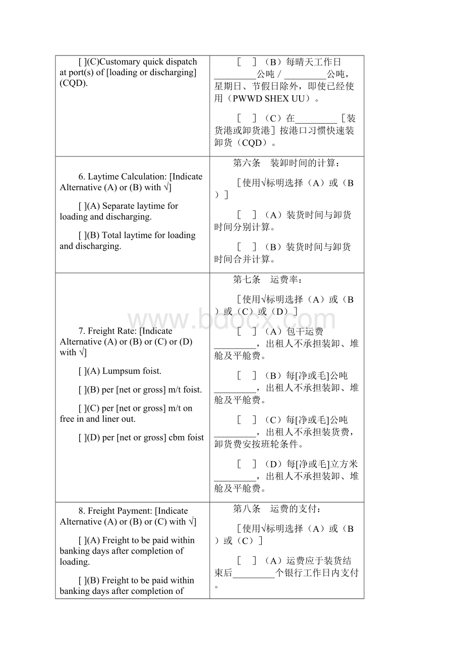 航次租船合同确认书 中英文 对照版Word格式文档下载.docx_第3页