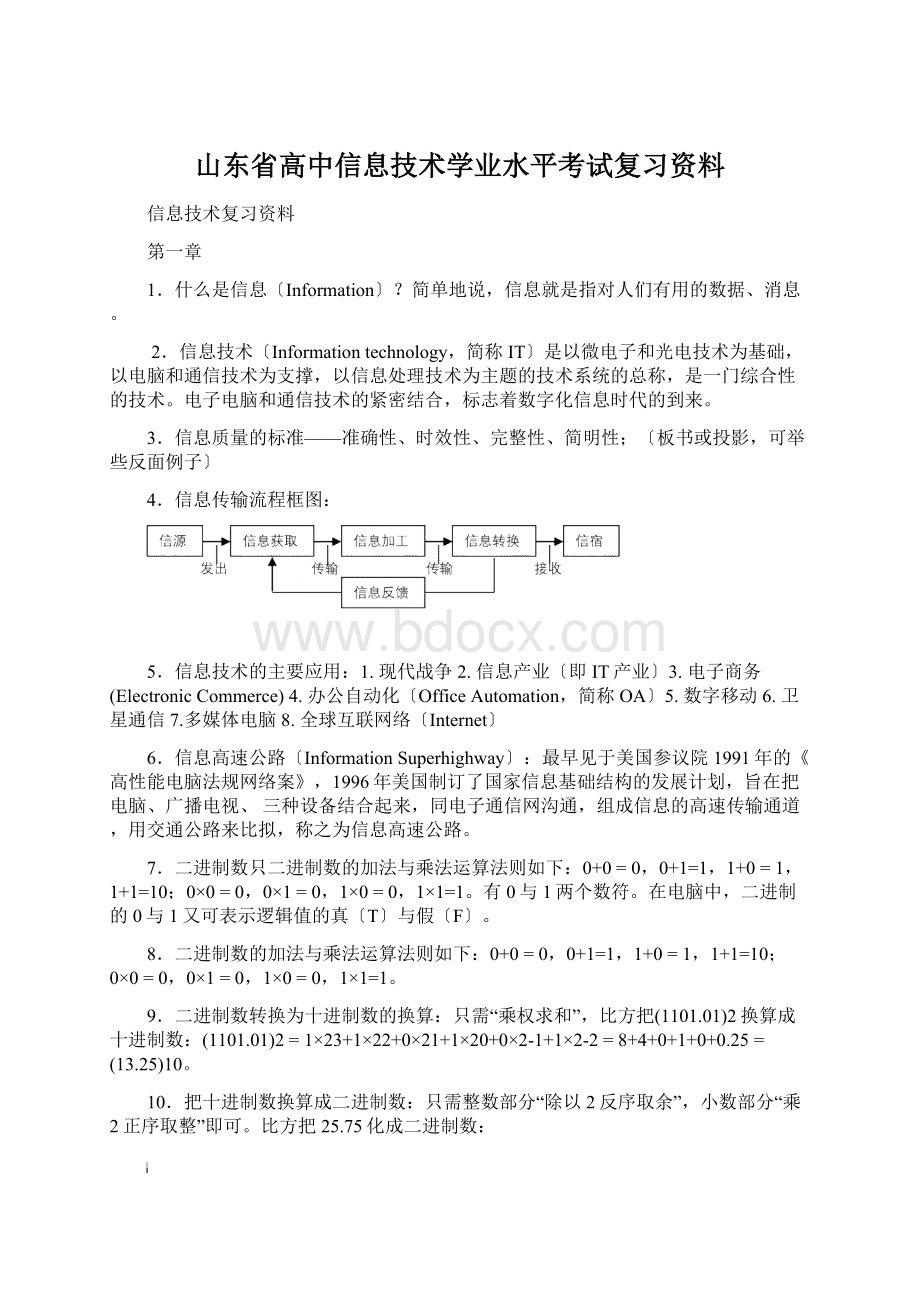 山东省高中信息技术学业水平考试复习资料.docx_第1页