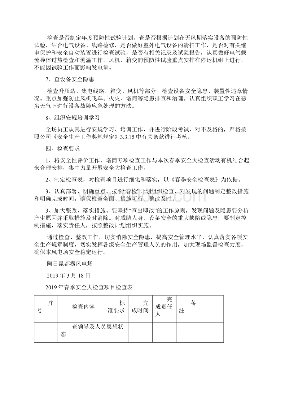 阿日昆都楞风电场春季安全大检查工作计划15页精选文档.docx_第3页