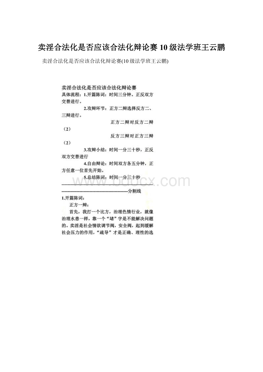 卖淫合法化是否应该合法化辩论赛10级法学班王云鹏.docx_第1页