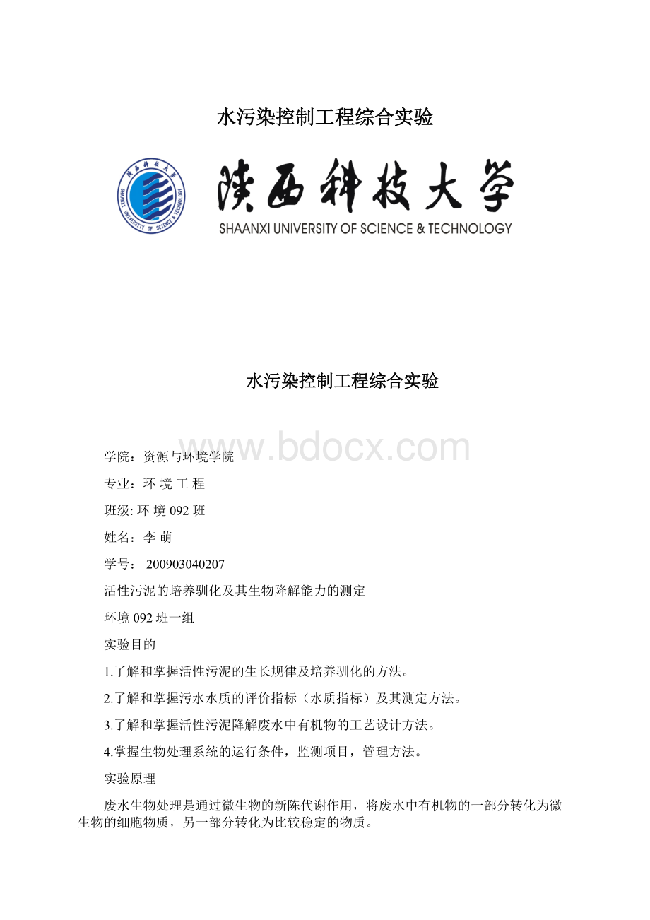 水污染控制工程综合实验.docx_第1页