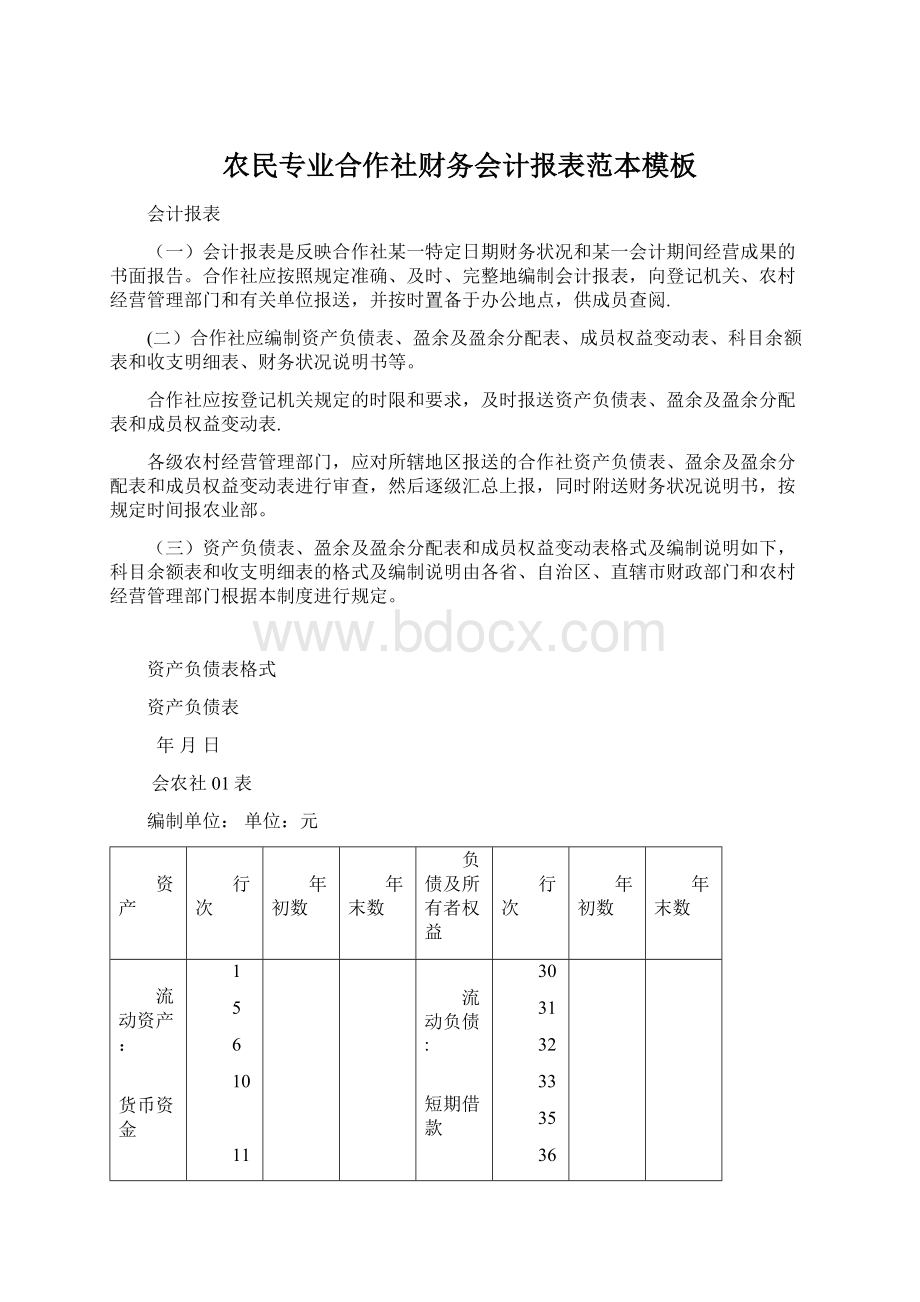 农民专业合作社财务会计报表范本模板.docx_第1页