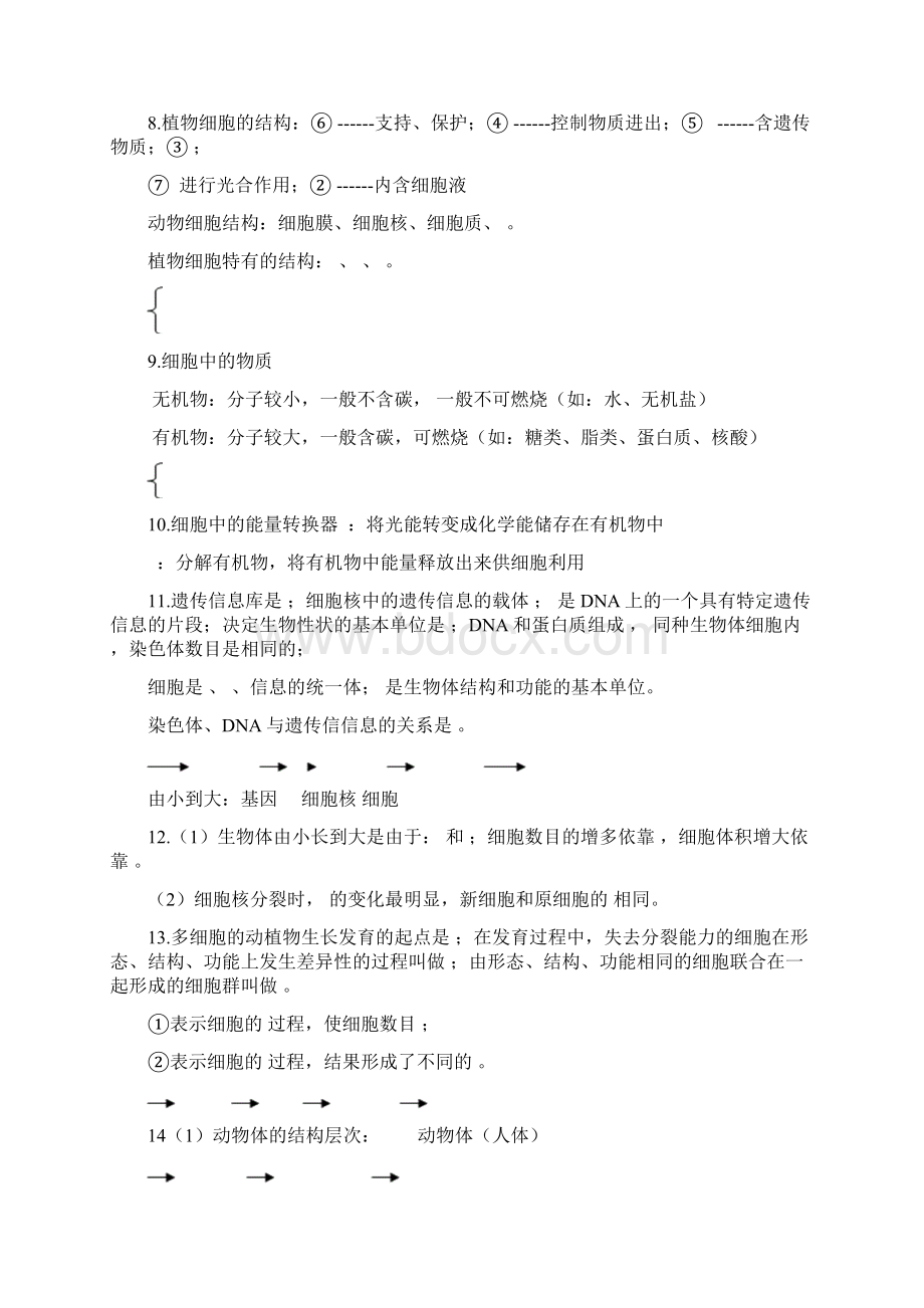 七年级上册生物复习题Word版Word文档格式.docx_第3页