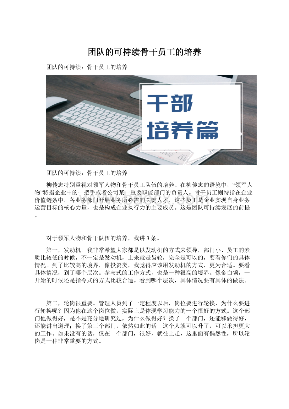 团队的可持续骨干员工的培养Word文档格式.docx_第1页