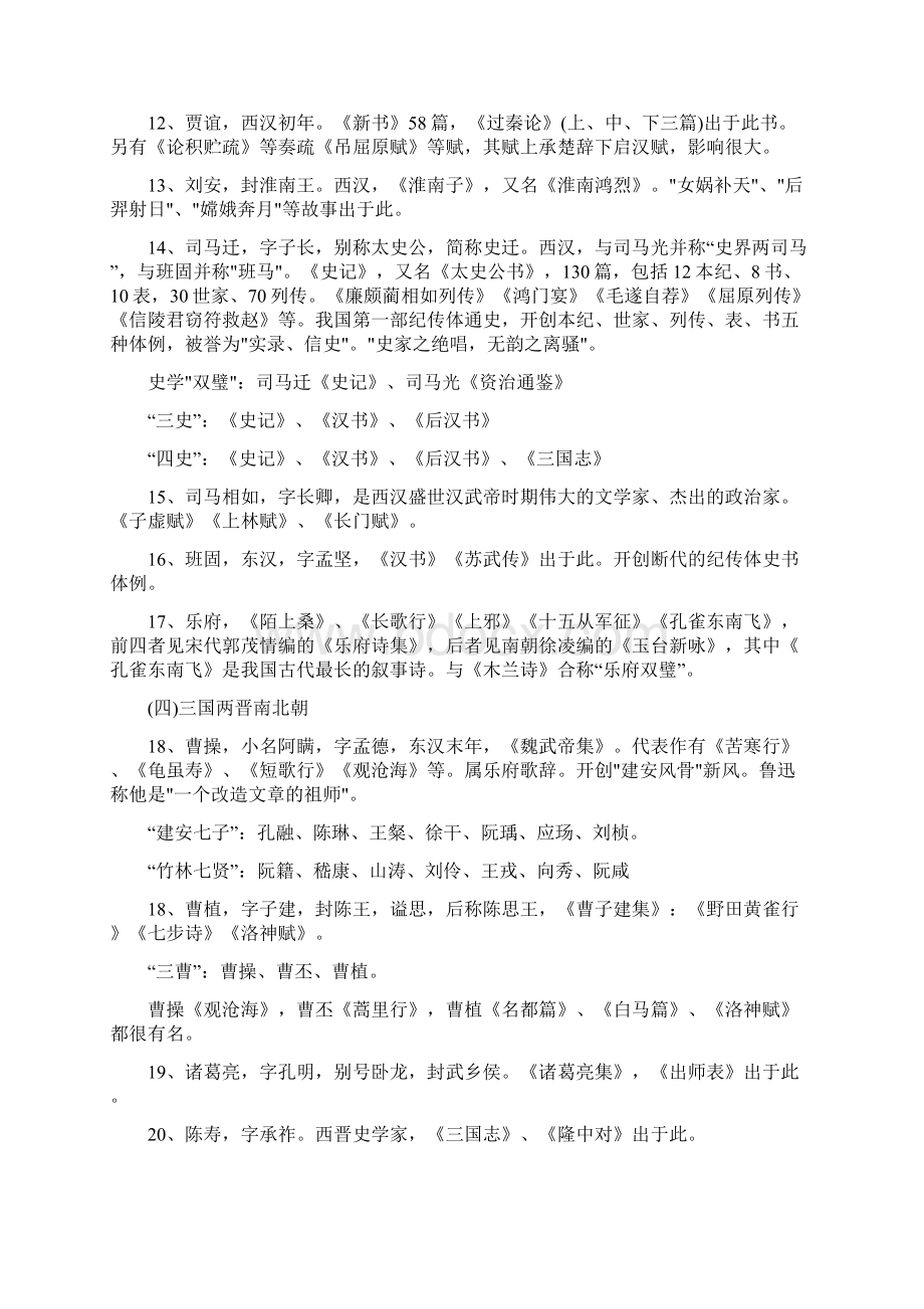 中国各朝代文学常识精简版Word文档下载推荐.docx_第2页