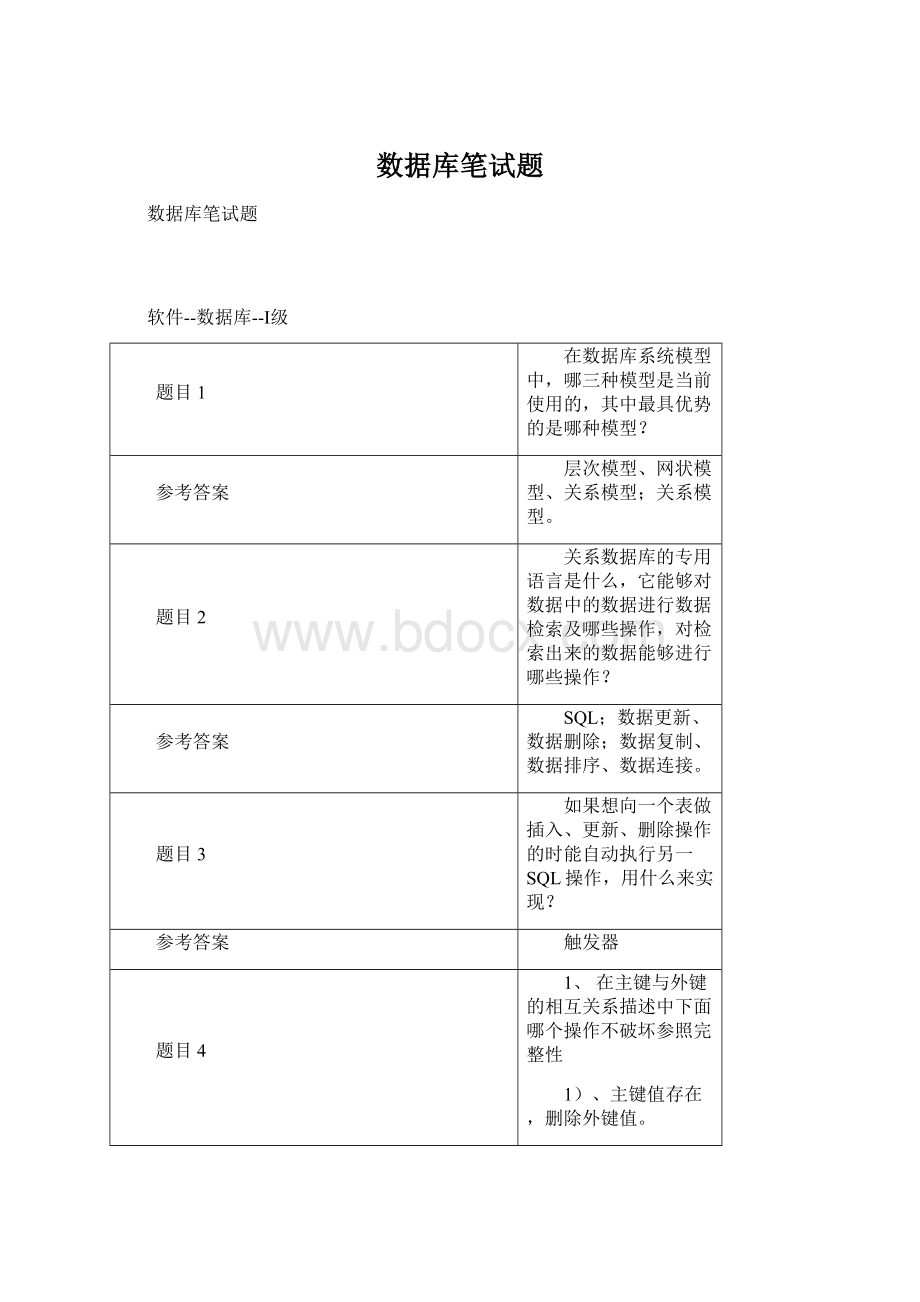 数据库笔试题Word格式文档下载.docx_第1页