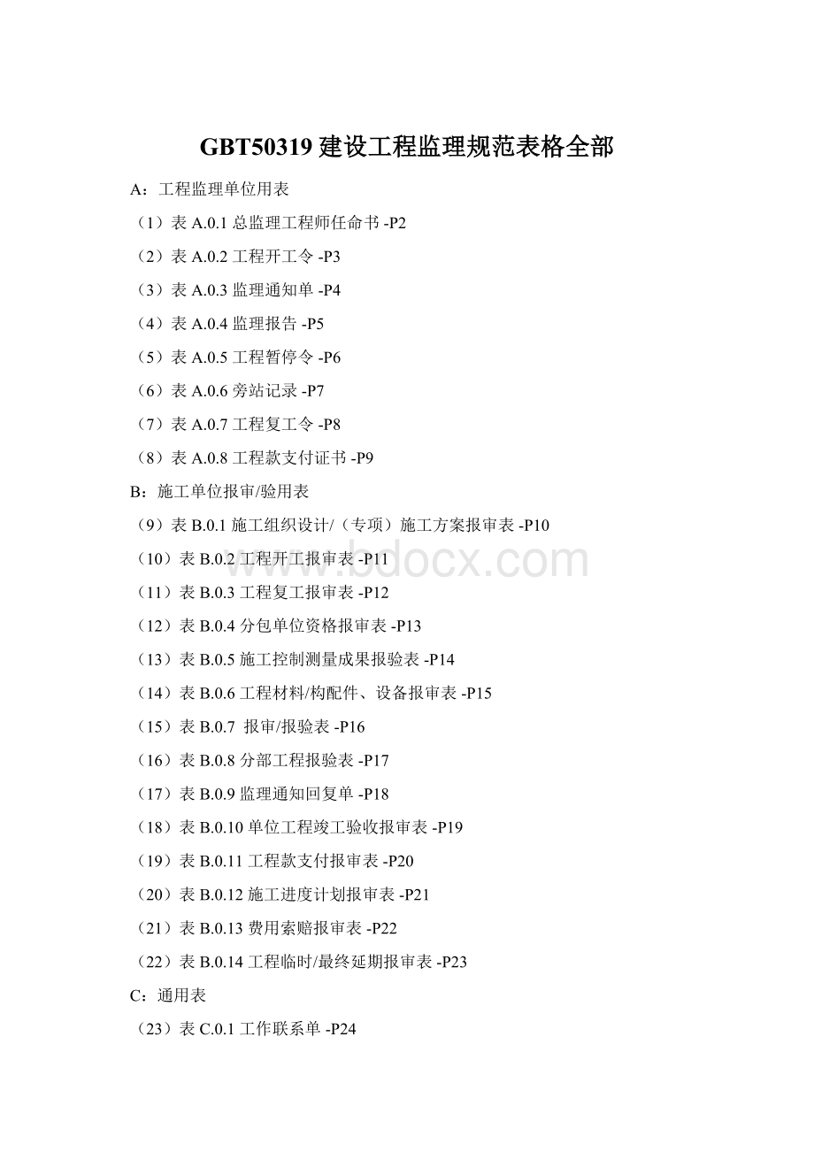 GBT50319建设工程监理规范表格全部.docx_第1页