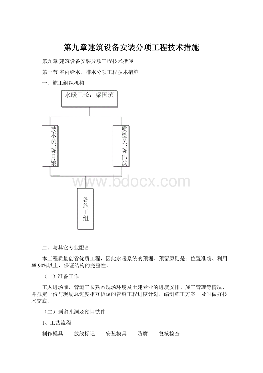 第九章建筑设备安装分项工程技术措施Word文档格式.docx