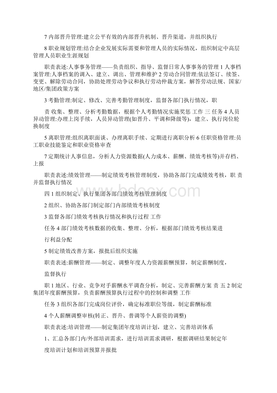 人力资源管理中心组织架构图人员编制表及岗位说明书1130861Word下载.docx_第3页