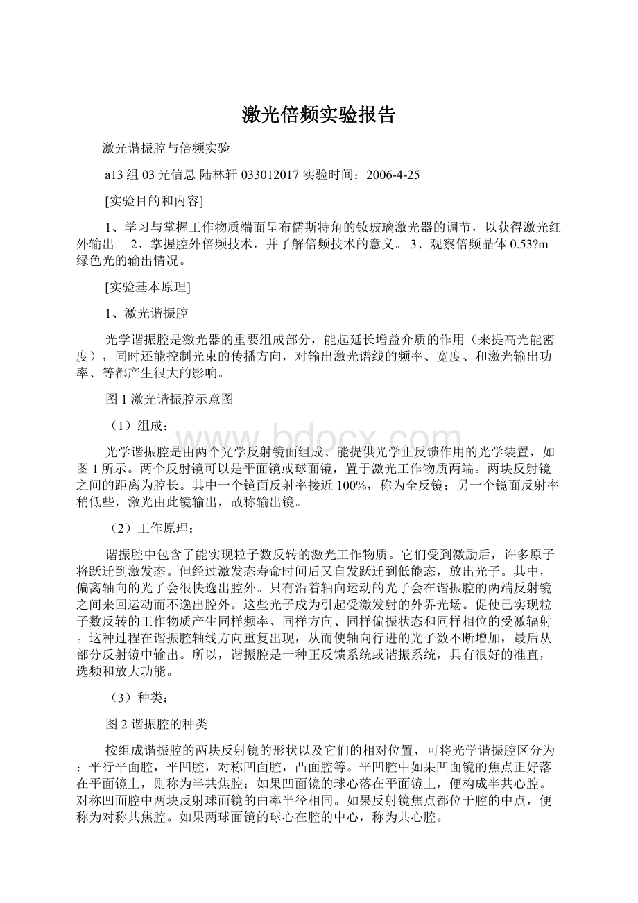 激光倍频实验报告Word格式文档下载.docx_第1页