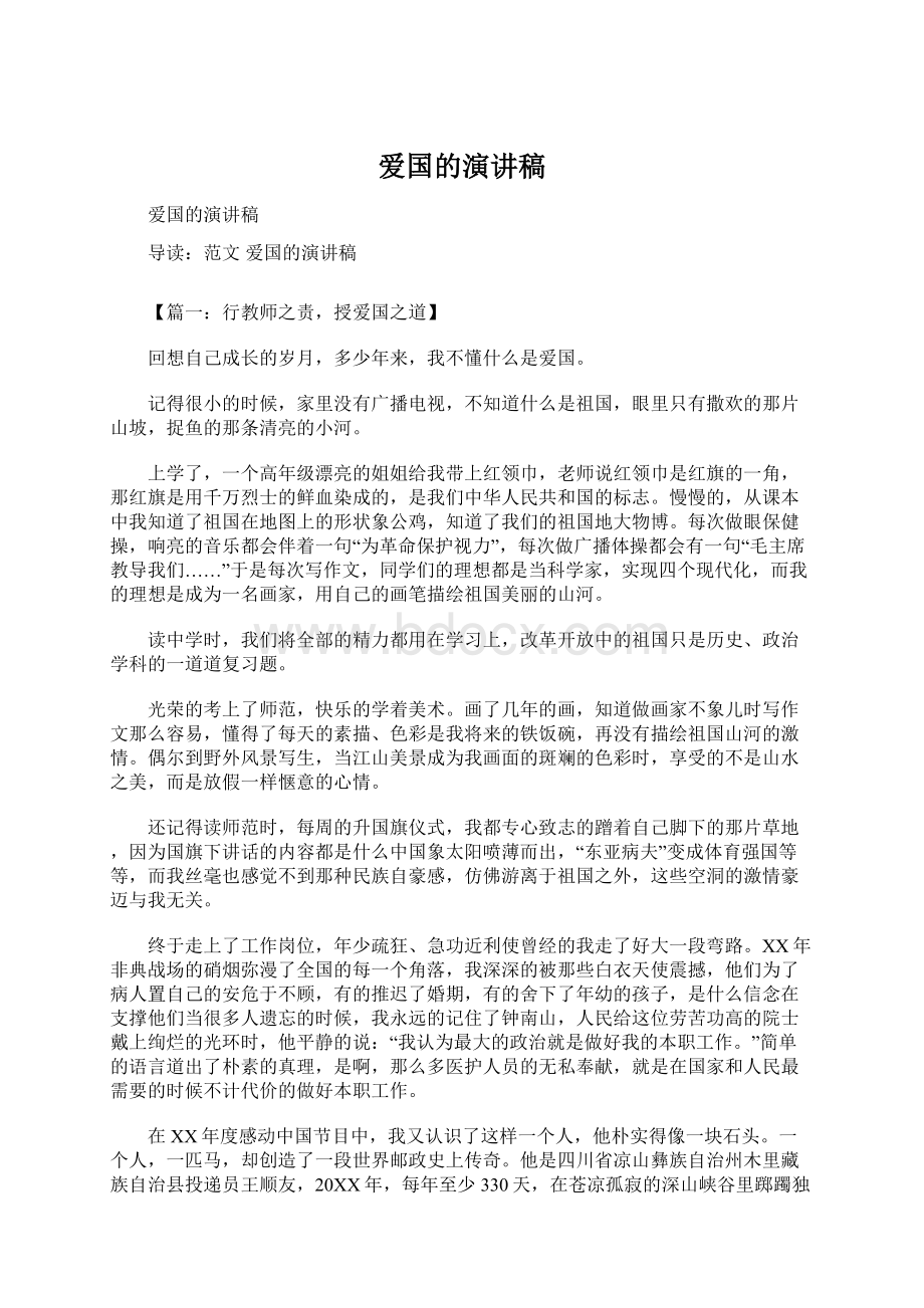 爱国的演讲稿文档格式.docx