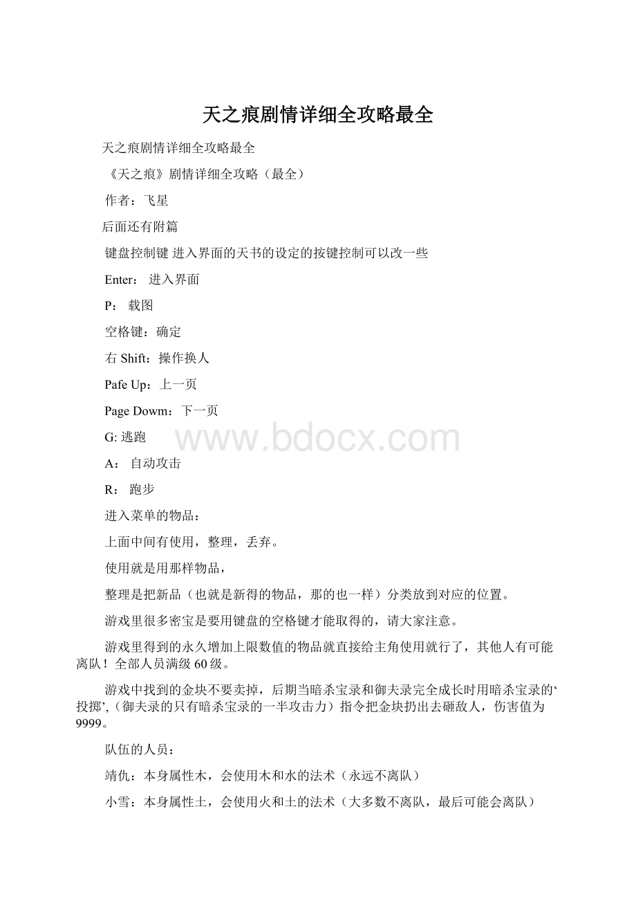 天之痕剧情详细全攻略最全.docx