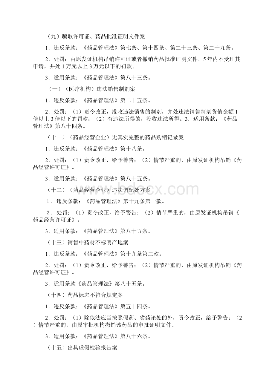 药品医疗器械行政处罚案由分类.docx_第3页