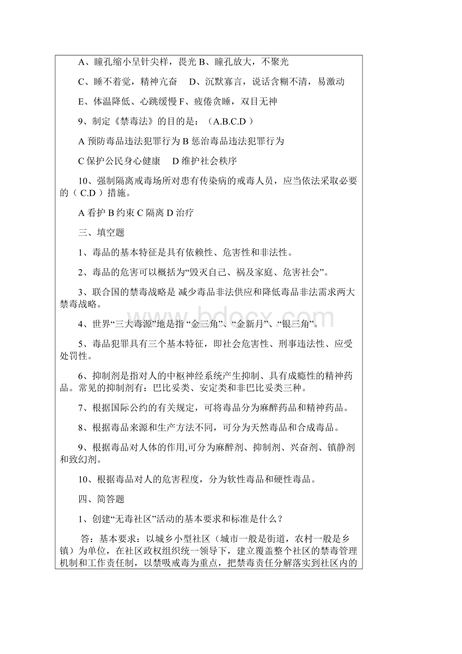 禁毒知识大赛试题答案.docx_第3页