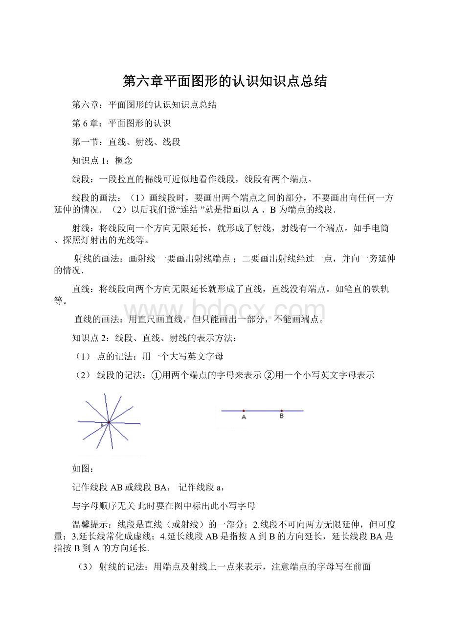 第六章平面图形的认识知识点总结.docx