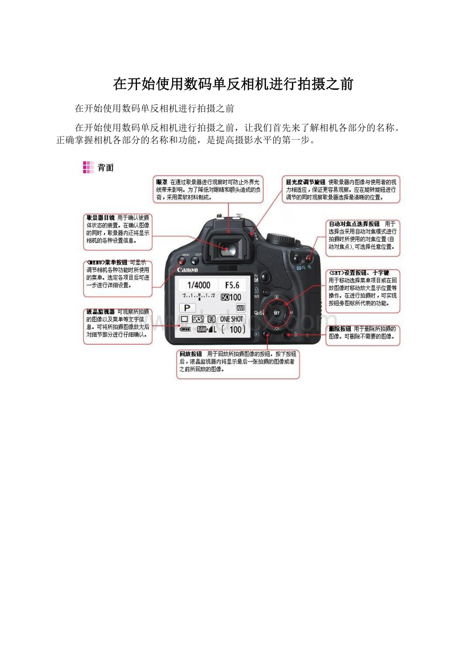 在开始使用数码单反相机进行拍摄之前Word文档格式.docx