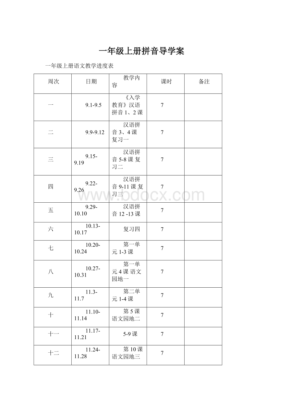 一年级上册拼音导学案Word下载.docx