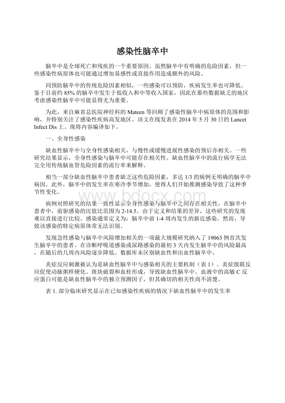 感染性脑卒中Word文档下载推荐.docx