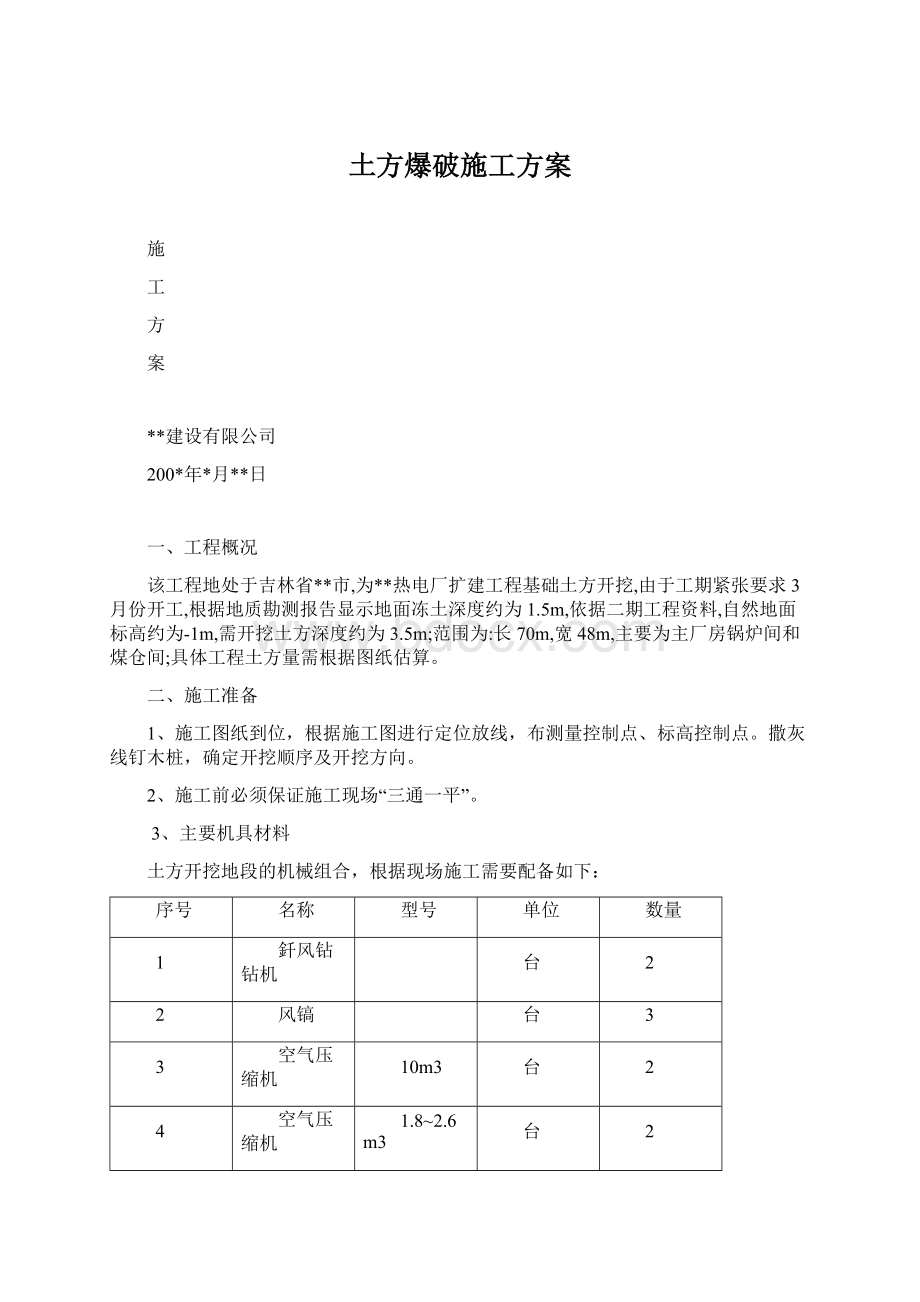 土方爆破施工方案.docx