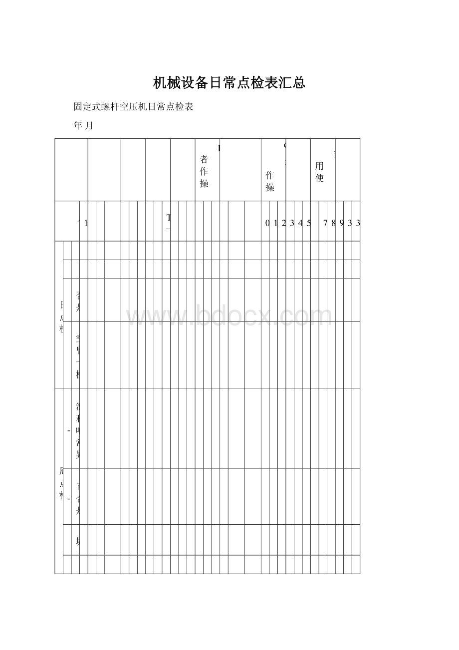 机械设备日常点检表汇总Word文件下载.docx