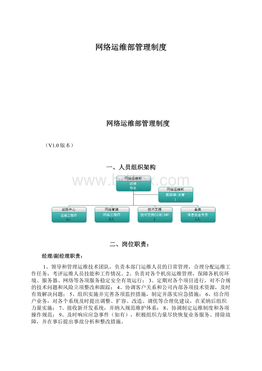 网络运维部管理制度Word格式文档下载.docx