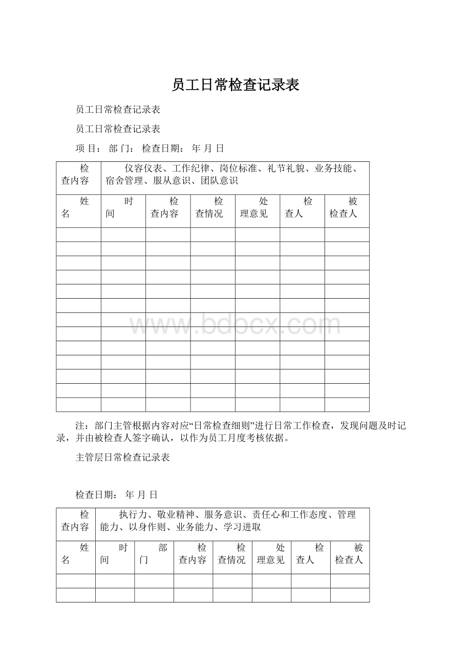 员工日常检查记录表.docx_第1页