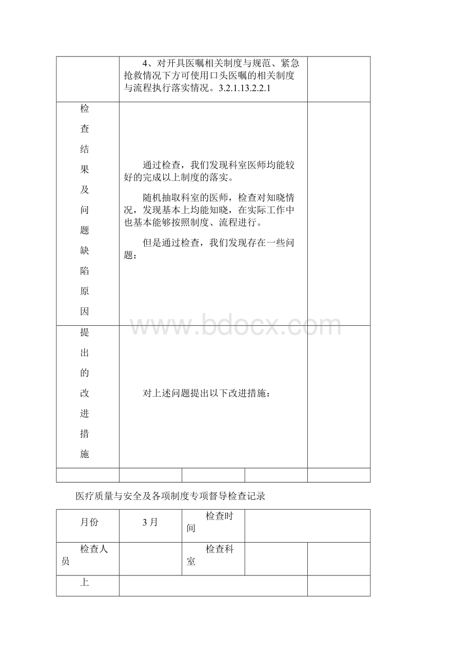 医疗质量与安全及各项制度专项督导检查记录.docx_第3页