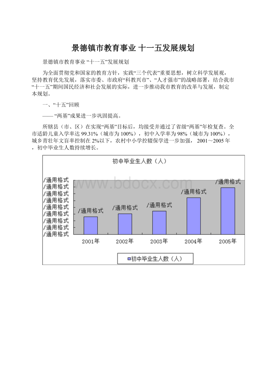 景德镇市教育事业 十一五发展规划.docx_第1页