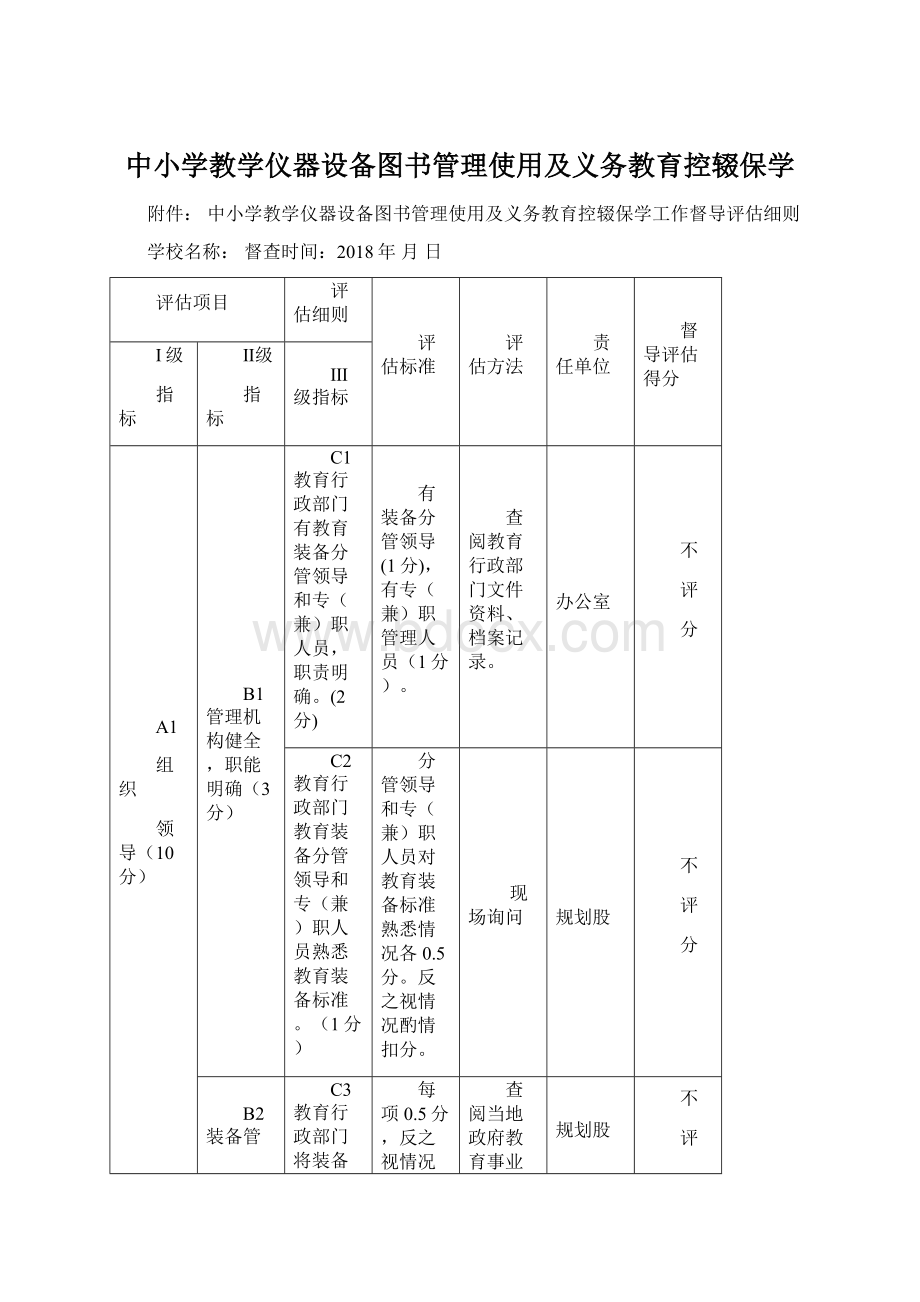 中小学教学仪器设备图书管理使用及义务教育控辍保学文档格式.docx