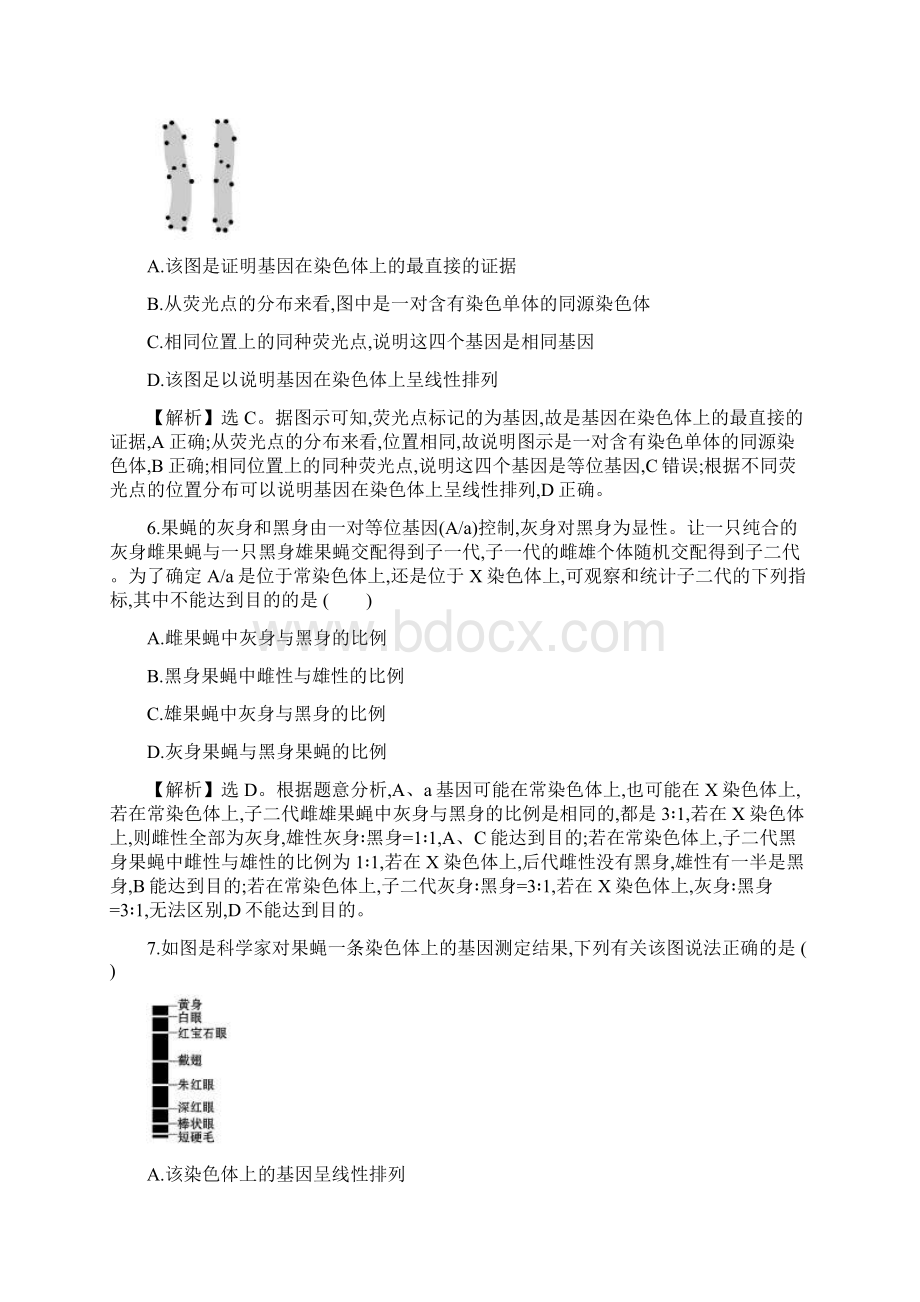 学年 新人教版必修II 基因在染色体上 作业Word格式.docx_第3页