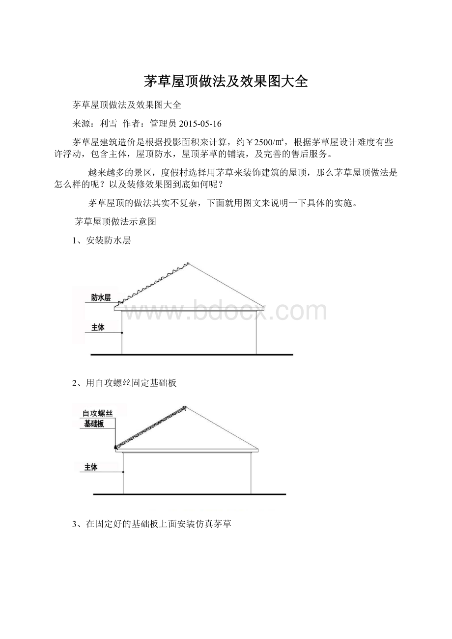 茅草屋顶做法及效果图大全.docx