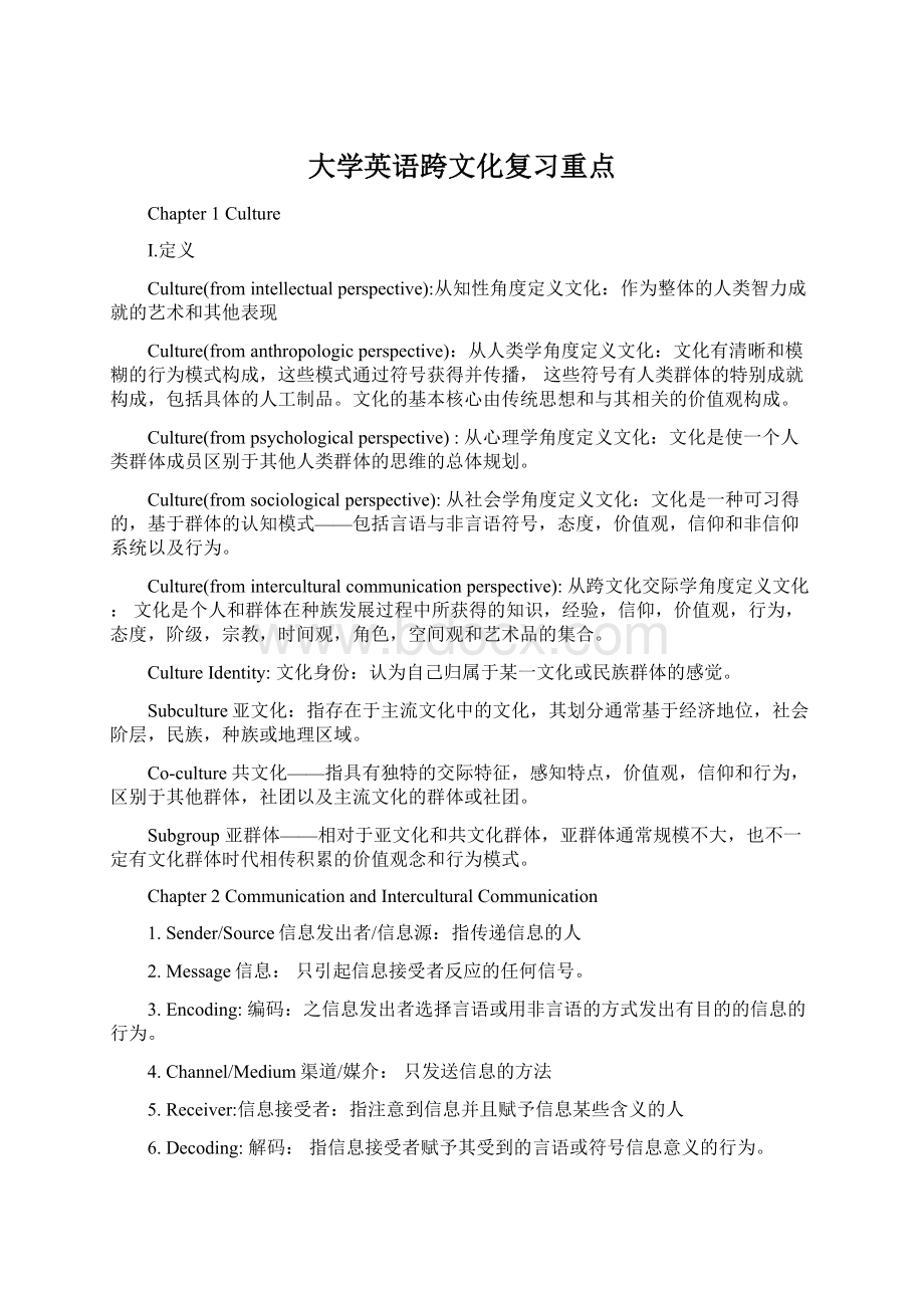 大学英语跨文化复习重点文档格式.docx