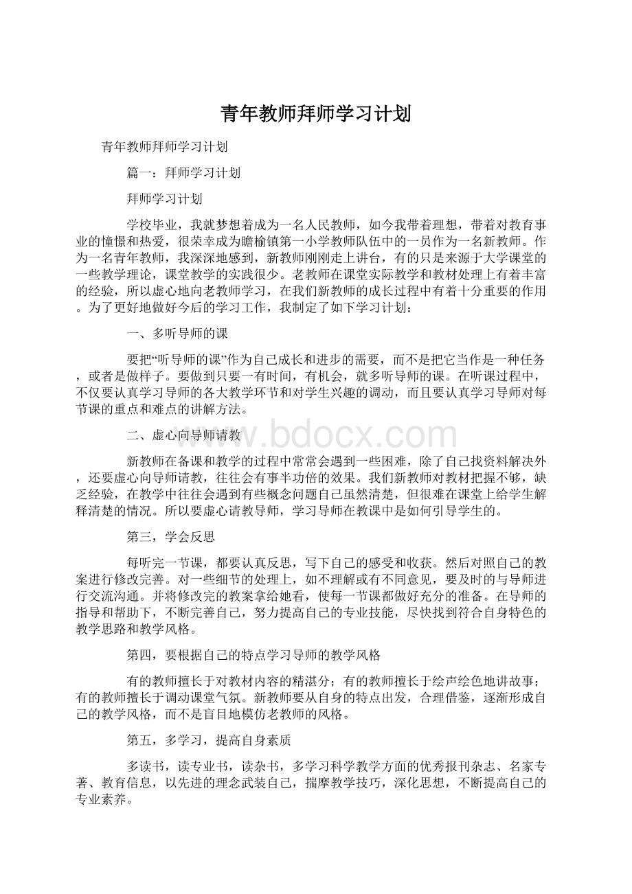 青年教师拜师学习计划文档格式.docx