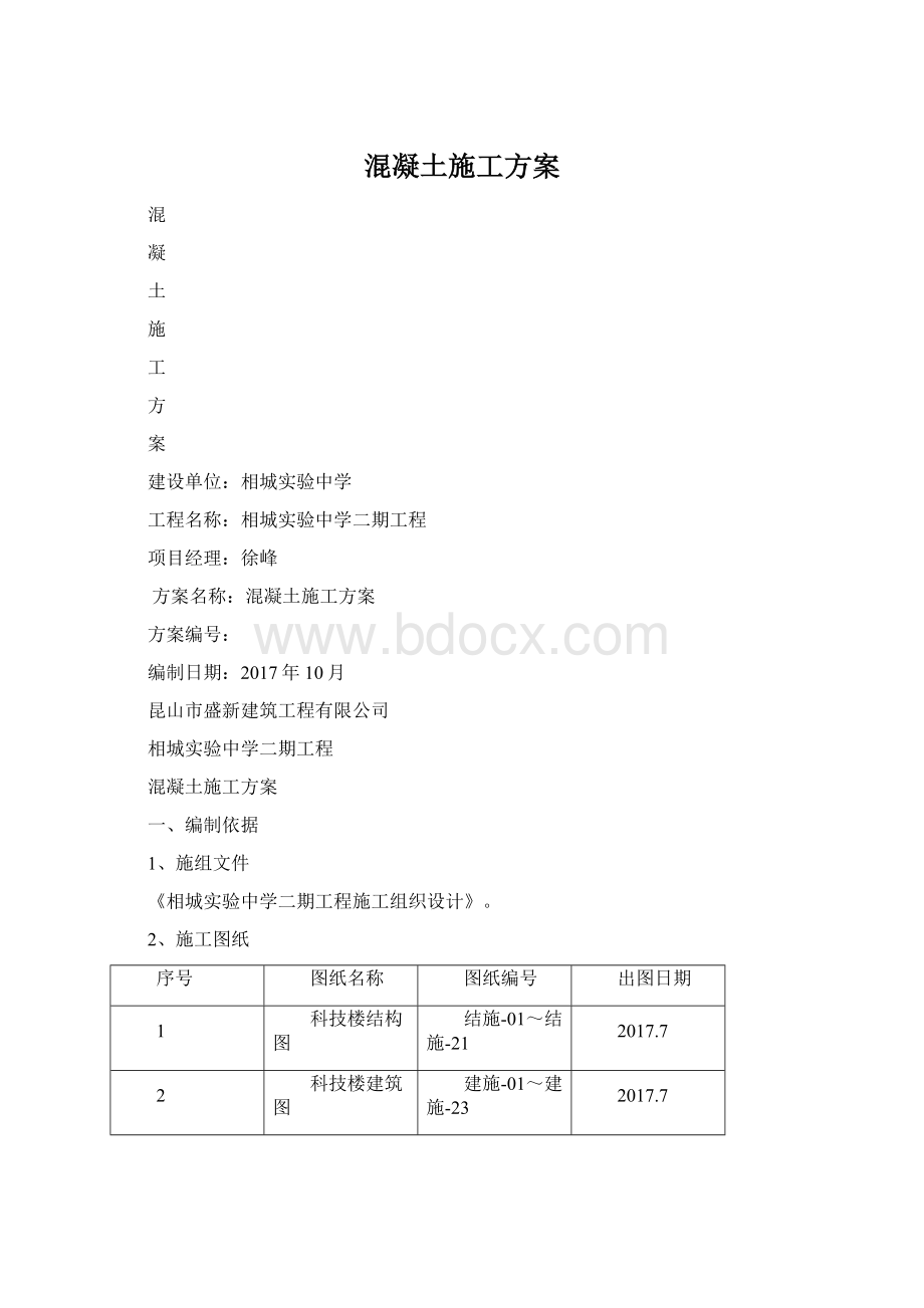 混凝土施工方案文档格式.docx