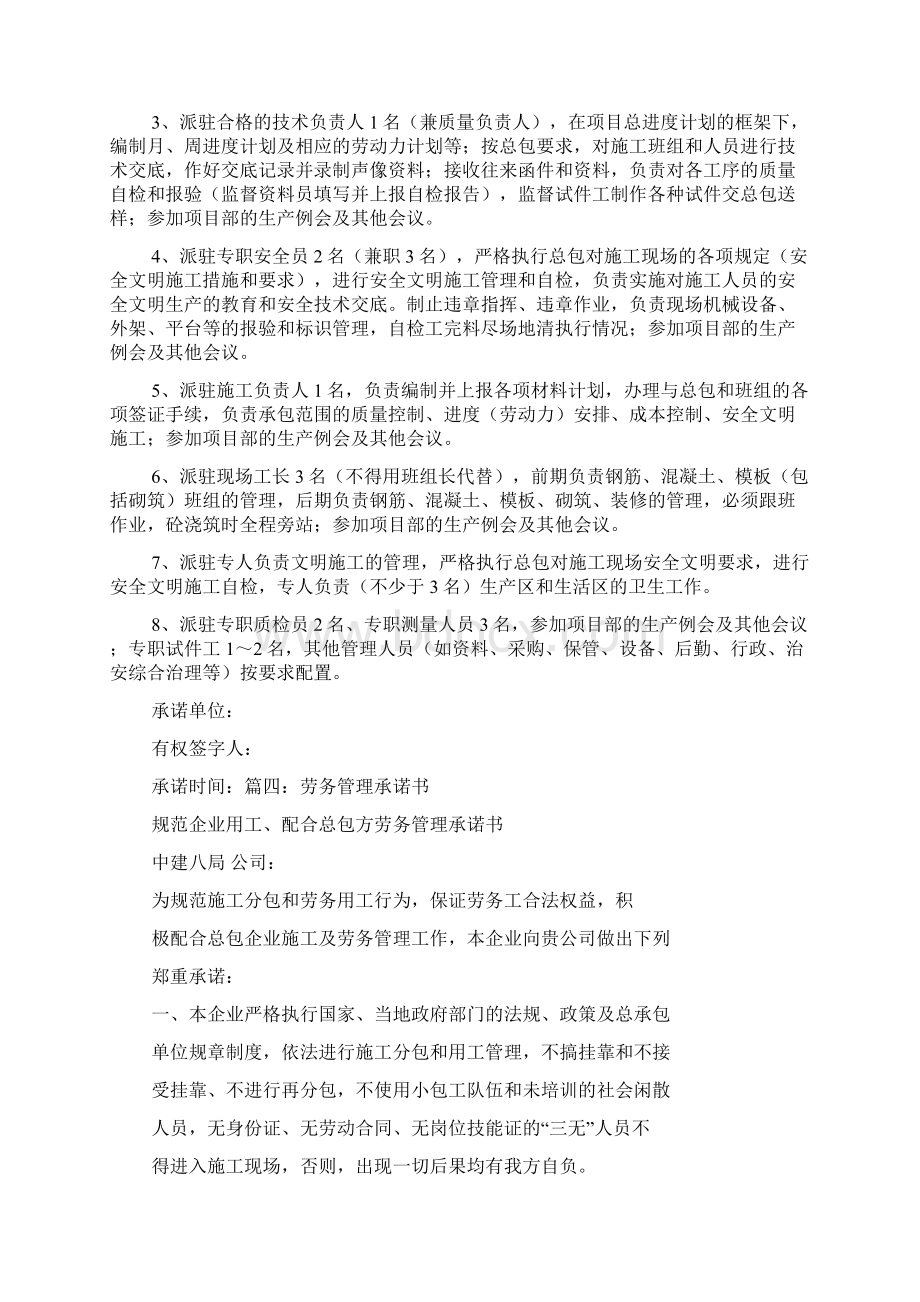 客户驻场承诺函 劳务承诺书最新合同版本文档格式.docx_第3页