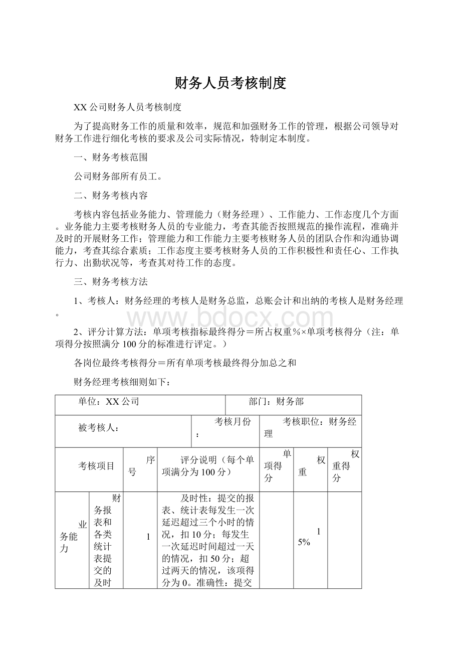 财务人员考核制度.docx_第1页