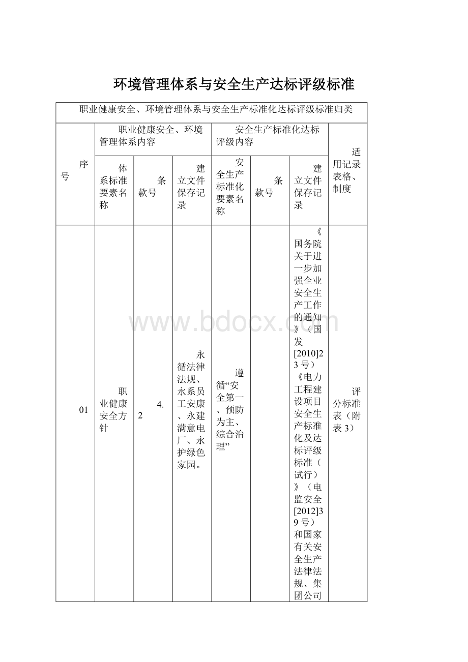 环境管理体系与安全生产达标评级标准文档格式.docx