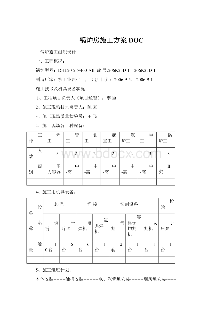 锅炉房施工方案DOC.docx_第1页