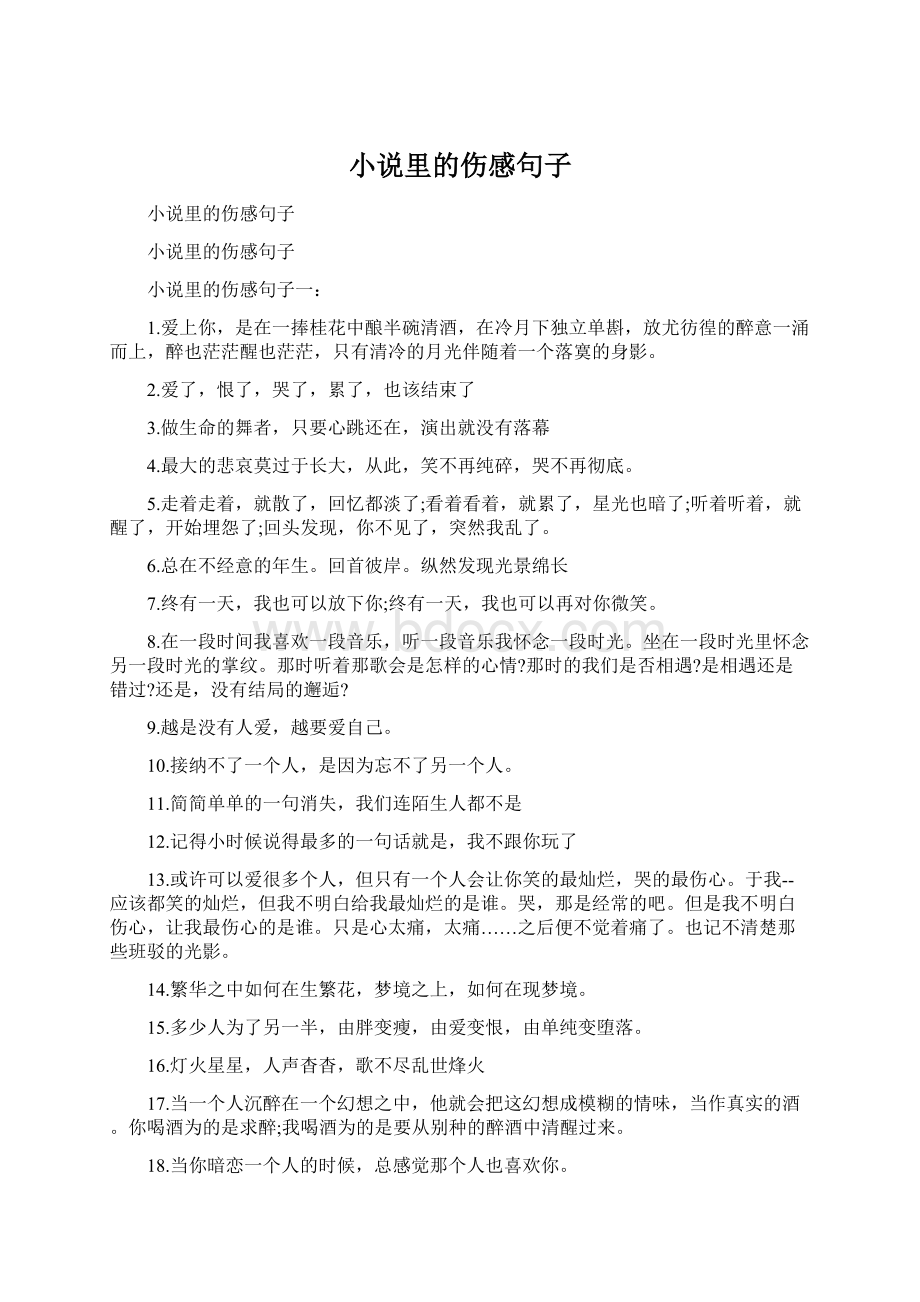 小说里的伤感句子文档格式.docx