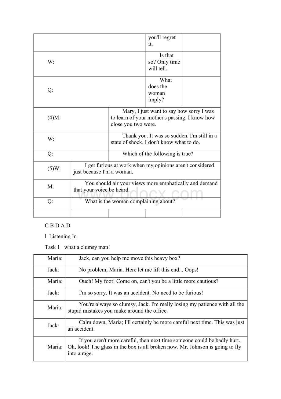 新视野大学英语视听说教程4第二听力原文与答案.docx_第3页