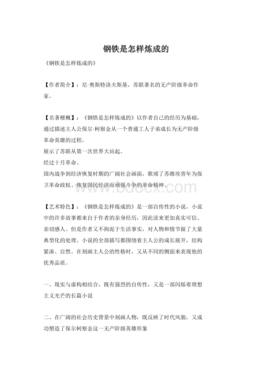 钢铁是怎样炼成的.docx