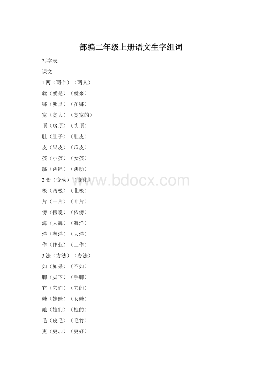 部编二年级上册语文生字组词.docx_第1页