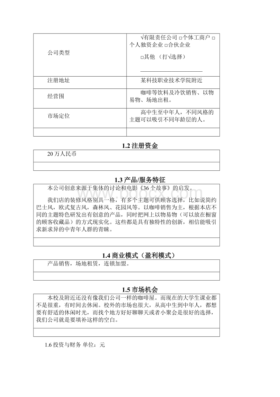 咖啡厅项目建议书可行性分析咖啡屋创业商业计划书Word下载.docx_第2页