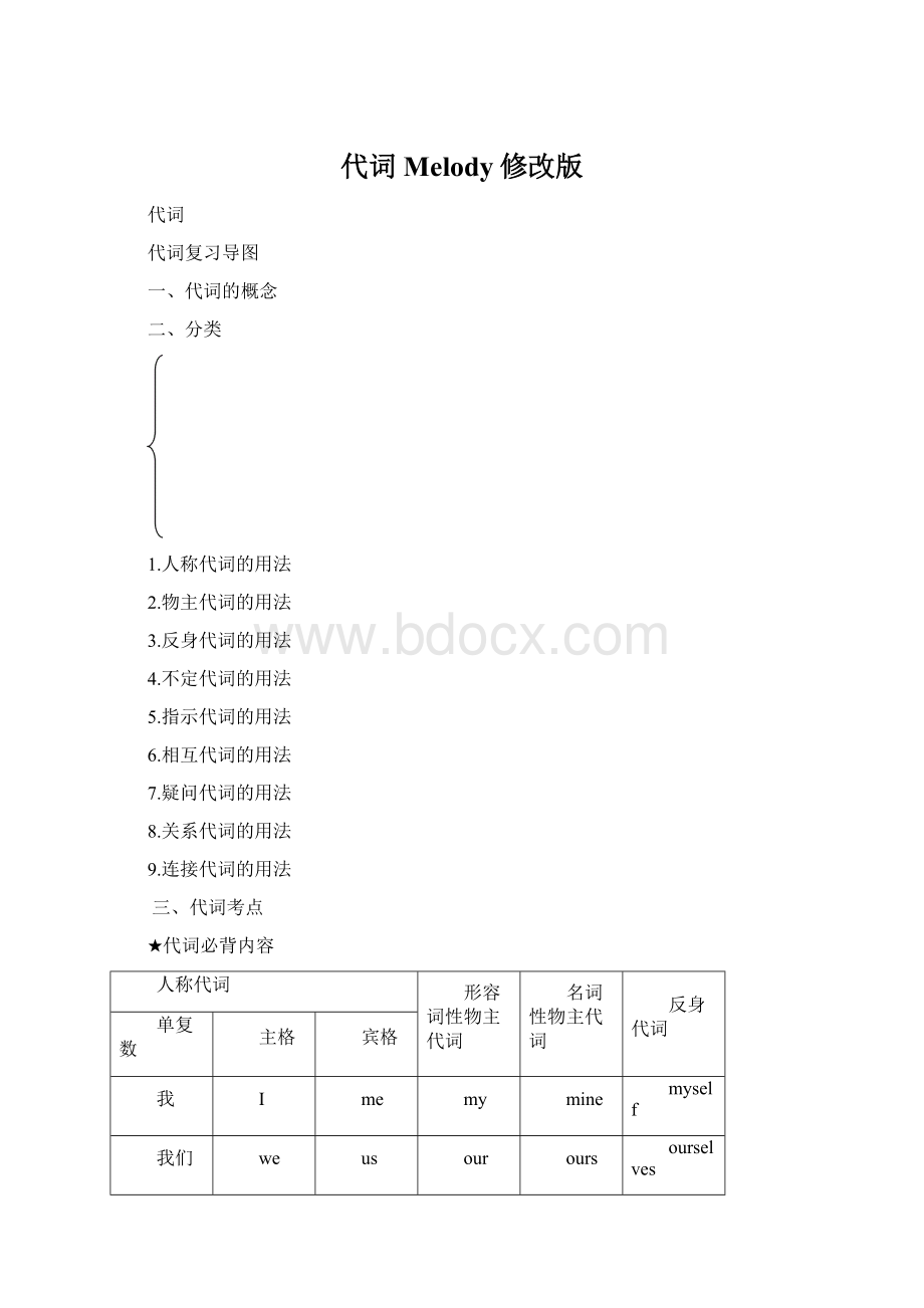 代词 Melody修改版Word下载.docx