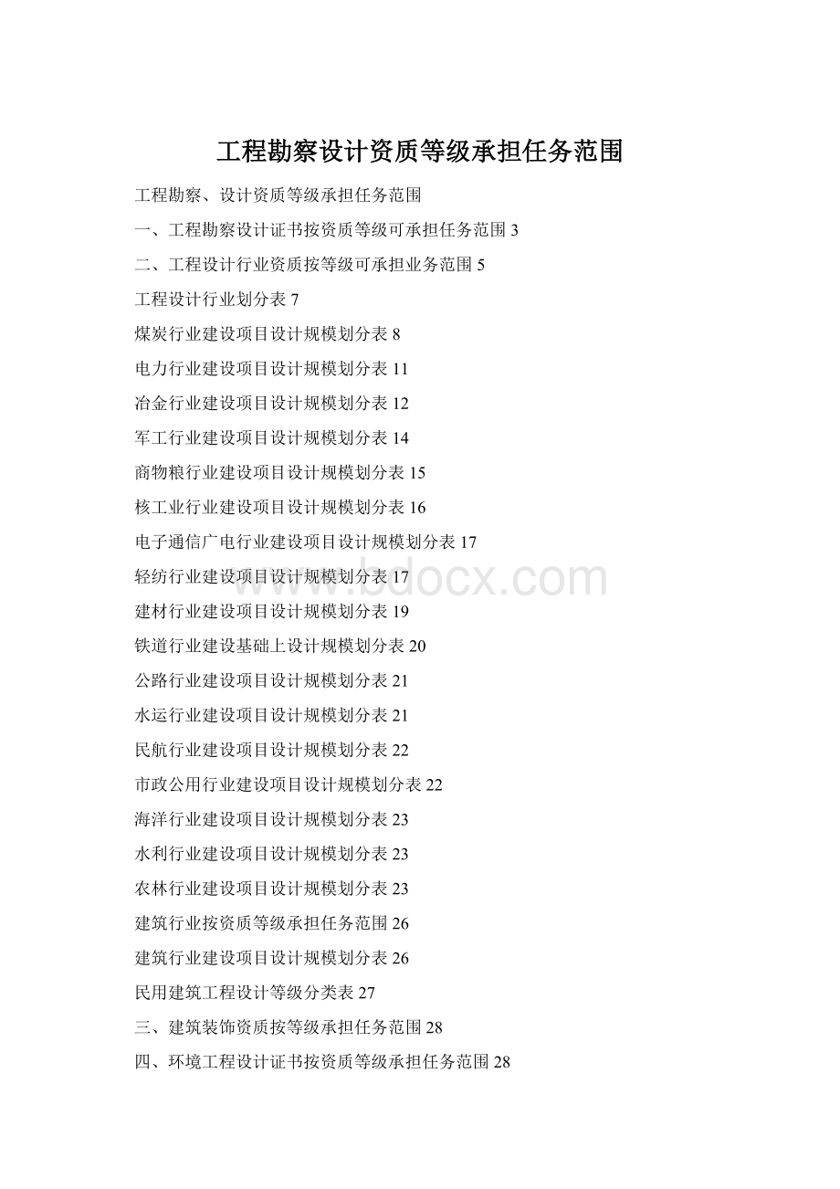工程勘察设计资质等级承担任务范围Word文档下载推荐.docx